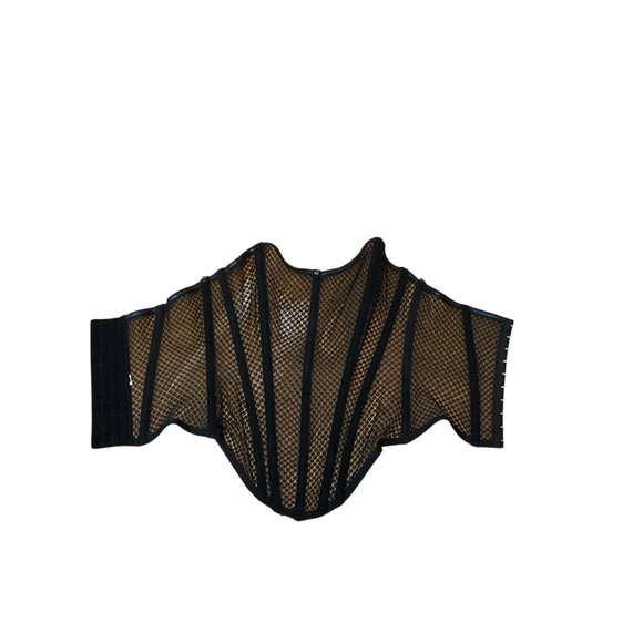 FASHION NOVA sz X Small Mesh Bustier Adjustable Boning Black - Picture 9 of 9